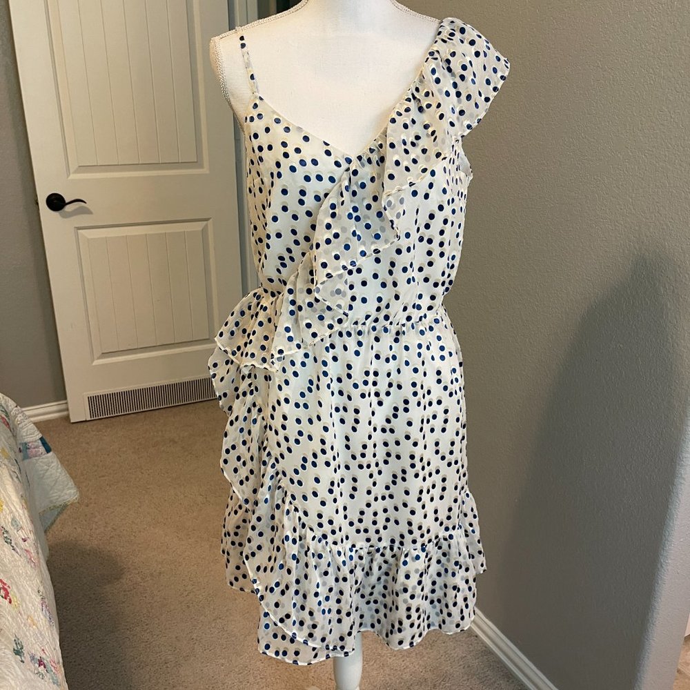 NWT Lilly Pulitzer Blue & White Clip Dot Sleeveless Midi Dress Size Medium